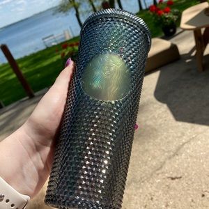 Black iridescent Starbucks venti size studded tumbler